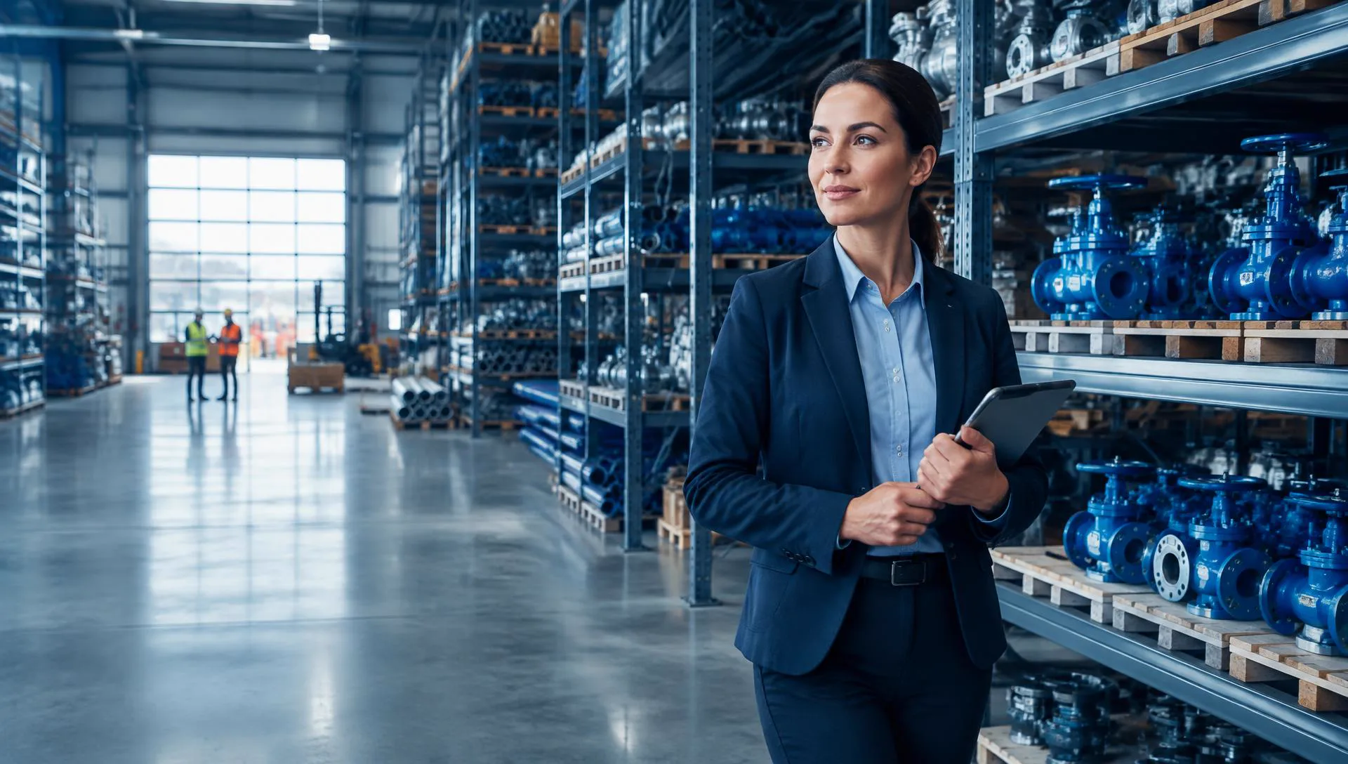 Industrial hardware warehouse with valves and engineering supplies